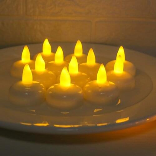 Pack of 12 Flickering Flameless Waterproof Candles Lamp Floating On Water Led Plastic Battery Operated Tea Lights For Pool Spa