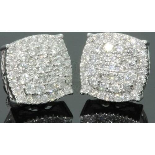 Hip Hop Micro Pave AAA Zircon Stone Color Stud Earrings Men Women Luxury Brand Geometry Square Crystal Earrings