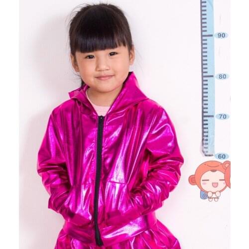 2018 Spring Autumn Kids Audlt Rose Red bomber Jacket Stage Performance Wear paillette feminina casaco Hip Hop dance coat