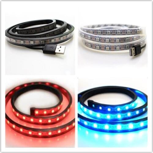 USB Power Supply LED Strip 1M SMD5050 ws2812 60leds 60IC waterproof Tape DC 5V TV Background Lighting DIY Decorative Lamp