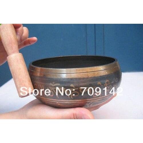 Yoga Asian Unusual Tibetan brass Diameter 4" Chinese tibet silver brass singing bowl Antique Mens bowls