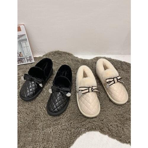 Womens shoes snow boots 2020 winter new fashion plush warm warm round bow bow flashing diamond warm cotton shoes