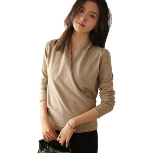 Wrap Over Sweater Women Elegant Wrapped Sweaters Knitted