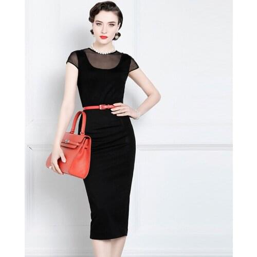 High End Celebrity Dress Women 2021 Summer New Temperament Splicing Hepburn Dress Small Black Skirt