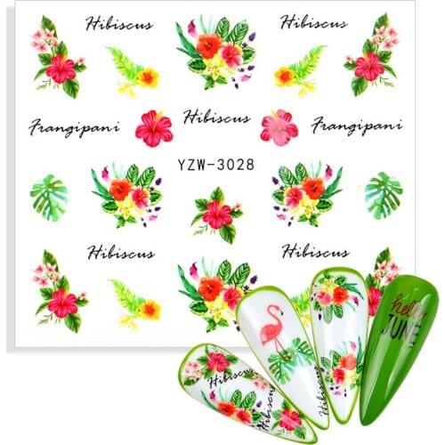 1pcs New Arrivial Rose Flower Series Nail Water Transfer Sticker Green Leaf 3D Stickers Nail Art DIY Design Decoration Decals