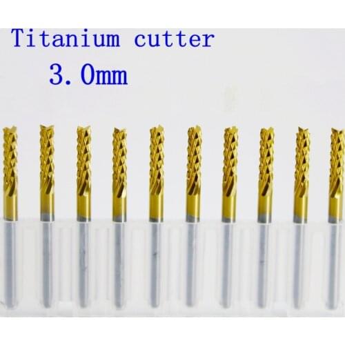 10pcs 3.0High Qualtiy Tungsten Steel Titanium Coat Carbide Mill Engraving Bits Cnc Pcb Rotary Burrs Milling Cutter Drill Bit