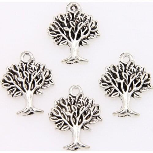 10pcs/set Antique Silver Color Lucky Tree Charms Pendant Vintage Life of Tree Charms for Jewelry Making DIY Necklace Bracelet