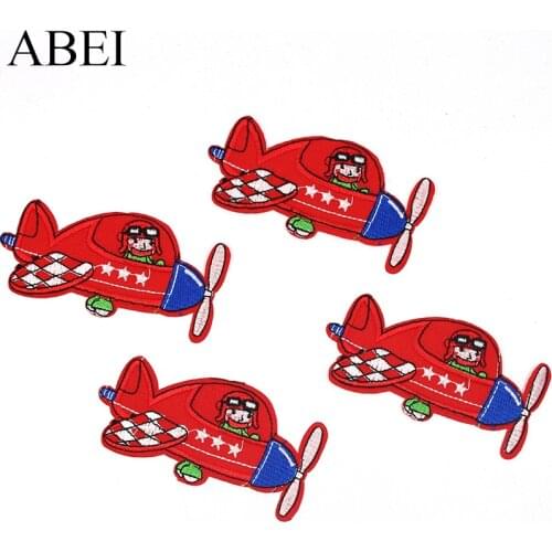 10pcs/lot Diy Cartoon Airplane Iron Stickers for Kids Boy Clothing Sewing Fabric Appliques Diy Apparel Jeans Coats Bags Patches