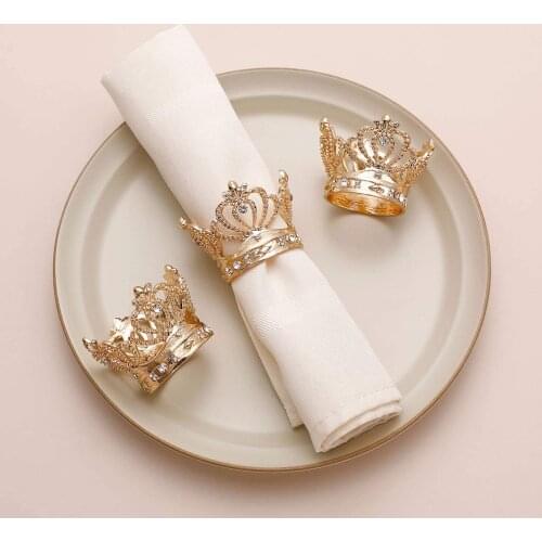 12pcs/lot Exquisite crown napkin ring metal napkin buckle desktop decoration napkin ring towel buckle