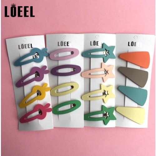 4Pcs/Set New Girls Geometric Hair Clips Kids Lovely Colorful Rabbit Matte Hairpins Headbands Barrettes Fashion Hair Accessories