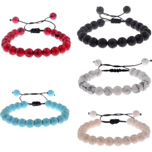 Amader 5 Colors Rope Chain Beaded Bacelet Women Turquoises&White&Red Stone Bead Bracelets For Men Pulseras Drop Shipping