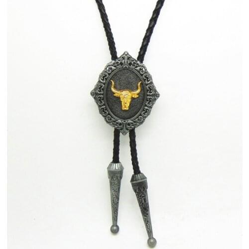 American handmade original bolo tie bull head horse head eagle head men casual bolo collar rope