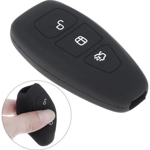Black 3 Buttons Silicone Flip Folding Remote Car Key Cover Protector Holder for Ford Fiesta Focus 3 4 MK3 MK4 Mondeo Focus ST