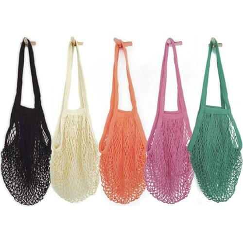 Colorful Mesh Net String Shopping Bag Reusable Cotton Fruit Vegetable Storage Handbag Mesh Net Grocery Totes Packing Bags