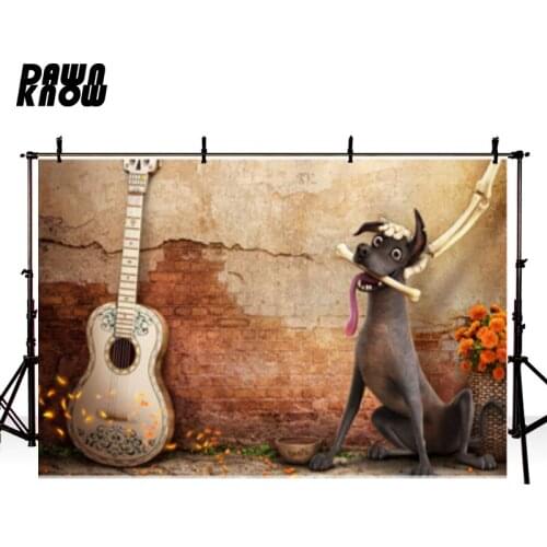 DAWNKNOW COCO Dog Photography Background Backdrop Cartoon Guitar Baby Party Planning Poster Tapestry Photocall Photo Studio
