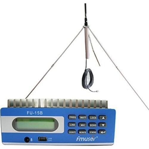FMUSER FU-15B 10w 15W fm radio Broadcast Transmitter + GP100 1/4 wave antenna KIT for for Church, Car, Home, Conference