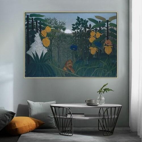Holover Henri Rousseau"The Repast Of The Lion"Canvas Oil Painting Western Art Decor Poster Wall Aesthetic Home Room Decoration