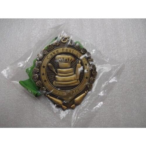 Customized 3D soft enamel lapel pins medal with ribbonn