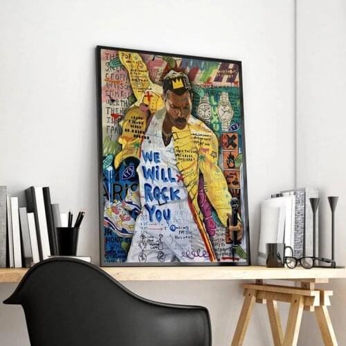 Graffiti Queen Freddie Mercury Posters Bohemian Rhapsody Singer Canvas Painting Street Wall Art Picture for Room Home Decor