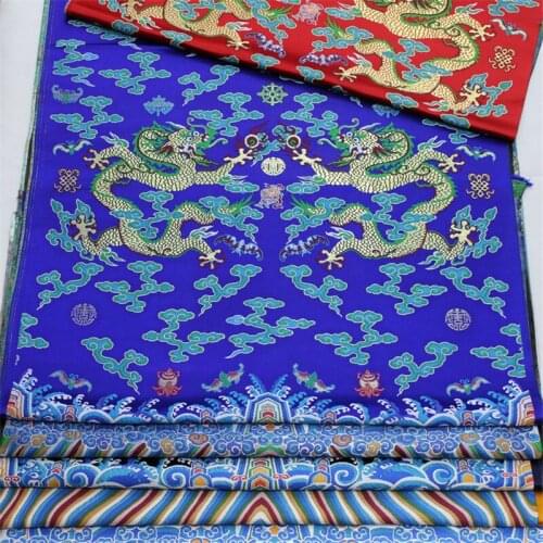 CF1112 Chinese Silk Jacquard Brocade Fabric Chinoiserie Clothing Sofa Decoration Cloth Curtain Pillow Case Fabric Dragon Pattern