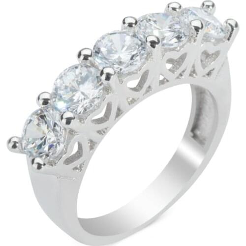 Heart Cut Zircon Gemstone Ring Silver Five Stone Ring Solitaire Jewelry Wedding Engagement Women Ring 925K Silver