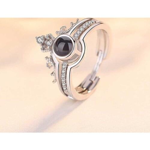 Silver 100 Dilde You Love Crown Ring
