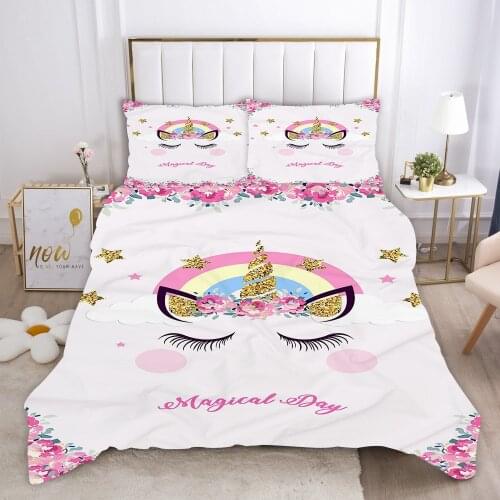 Cute Unicorn 3pcs Bedding Sets Full King Twin Queen King Size Bed Sheet Duvet Cover Set Pillowcase Without Comforter