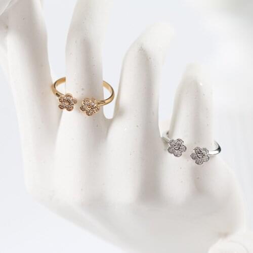 LANFLORA new flowers Open ring zircon Classic women ring for birthday party gift foreign trade bulk wholesale ring