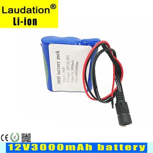 Laudation 12v 3s 1p 3ah / 3000mah Lithium Battery with BMS Discharge Protection, Suitable for CCTV Surveillance Camera Battery