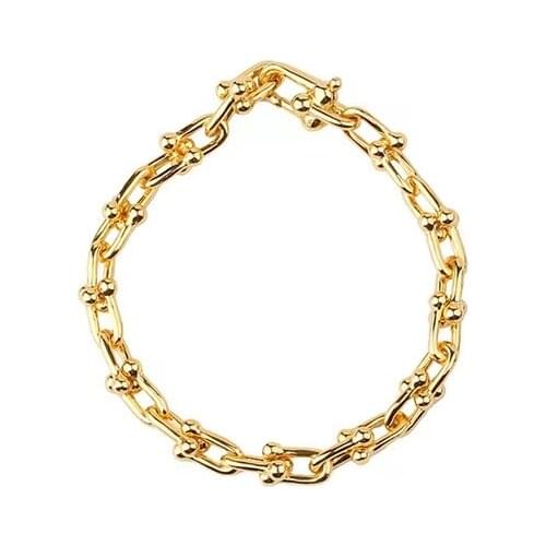 Fashionable Retro Bracelets French Elegant U-shaped Horseshoe Lock Chain Metal Texture Cold Wind Gold-plated Bracelet Jewelry