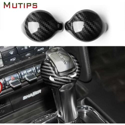 Mutips Car Gear Shift Knob Head Cover Carbon Fiber Sticker For Ford Mustang 2015 2016 2017 2018 2019 Accessories Auto Decoration