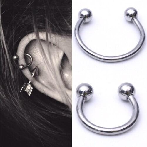 2PCS Fashion 3mm ball Surgical Stainless Steel Circular Barbells Horseshoe Lip Ring Body Piercing Jewelry piercing septo langue