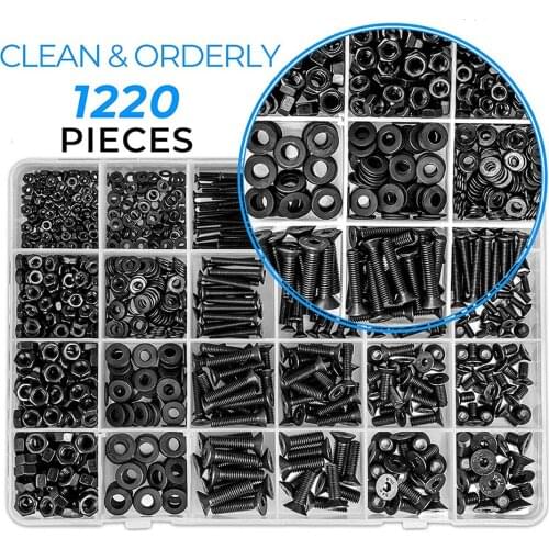 1220PC Metric Bolt Assortment M2 M3 M4 Alloy Steel Screws Nuts and Washers Hex Socket Head Cap Machine Screws,Bolts and Nuts KiT