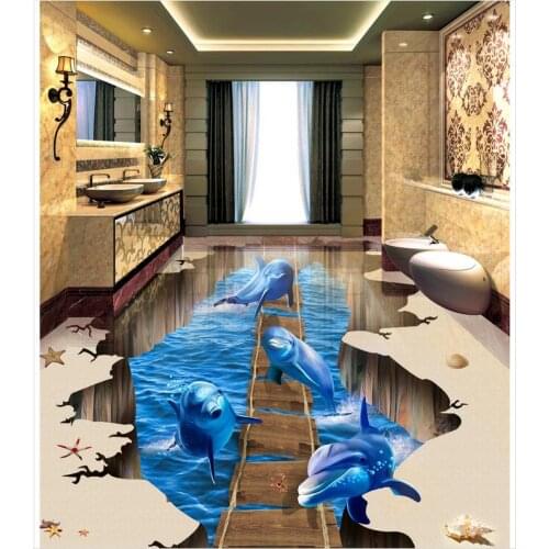 Wallpaper floor mural 3D stereoscopic wallpaper floor self-adhesive 3D floor PVC waterproof floor Home Decoration