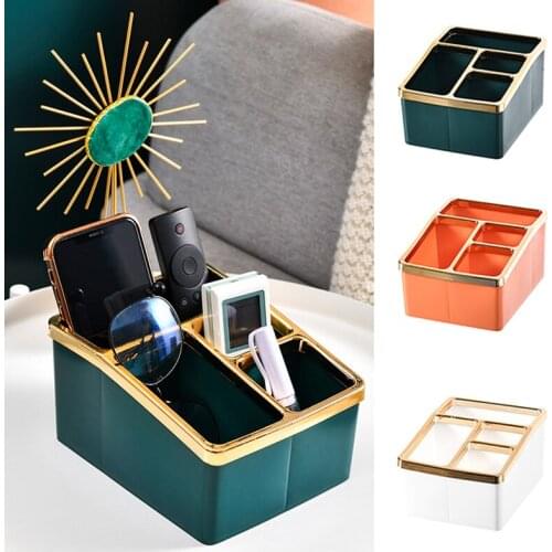 Four Cells Remote Control Storage Box Desktop Stationery Storage Box Cosmetic Finishing Box for Household xqmg Bathroom Storage