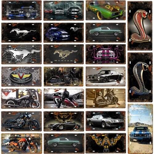 Off-Road Motorcycle Racing Car Tin Sign Vintage Metal Car License Plate Poster Car Shop Garage Motor Club Bar Pub Wall Painting