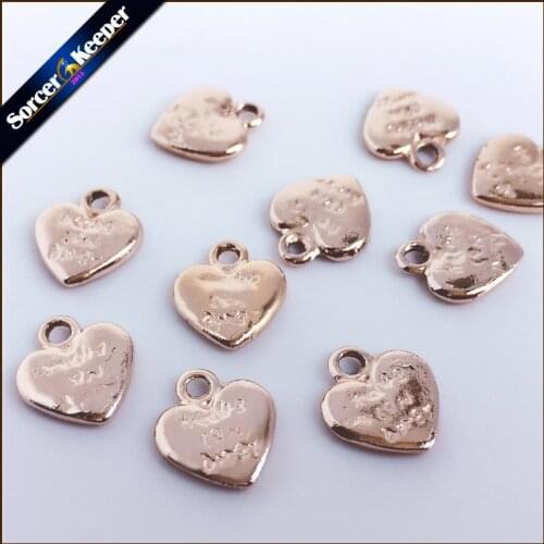Wholesale Charms Fine Jewelry 30PCs 11*12 mm KC Gold Tone Heart Shaped Charms Pendants Findings For Jewelry Making Charms XSP04
