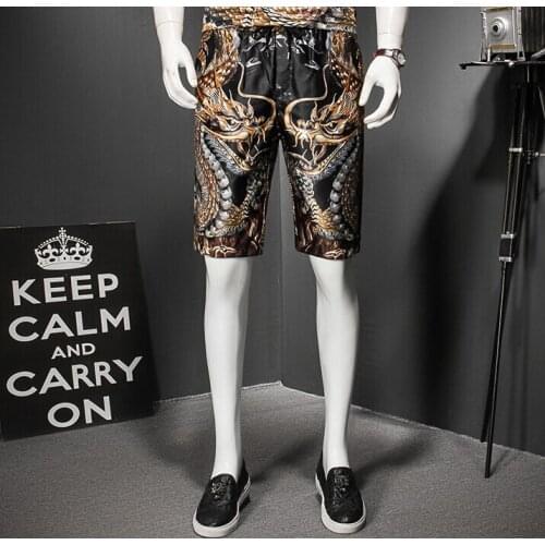 Dragon print five-point trousers mens shorts summer leisure beach short large size fashion Hallen deisgn short