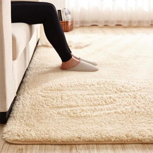 Nordic Shaggy Plush Area Rugs Beige For Living Room Bedroom Home Decor Study Balcony Fluffy Rug Anti Skid Floor Mat Dining Room