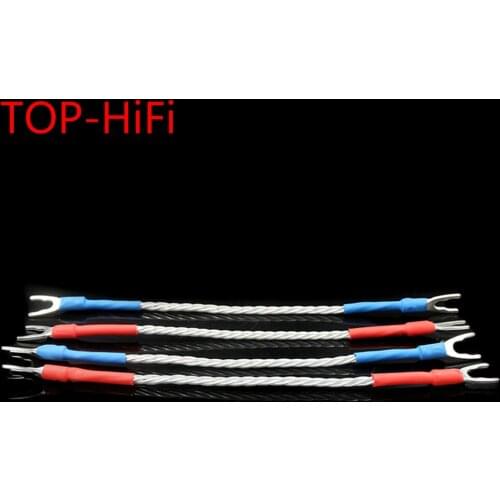 TOP-HiFi 4pcs/lot 7n Silvar Plated JUMPER LINKS Performance Speaker Cable Y Spade Plug Connector Bridge Cable Jumper Cable