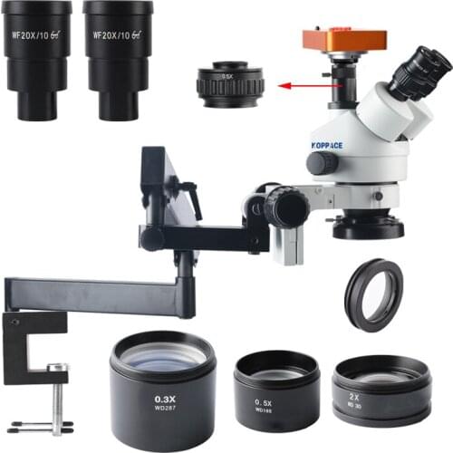 KOPPACE 2.1X-180X HD 21Million Pixels Stereo Trinocular Video Microscope Mobile Phone Repair Microscope Desktop Folding Bracket