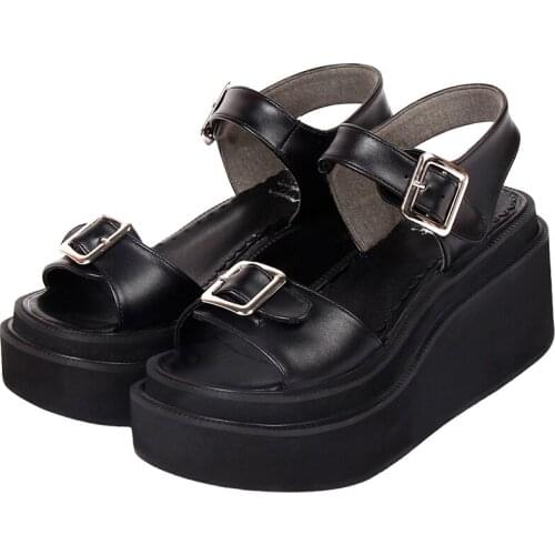 Angelic imprint woman lolita cosplay punk shoes lady high heels pumps girl princess summer dress party sandals 8cm buckles 8477