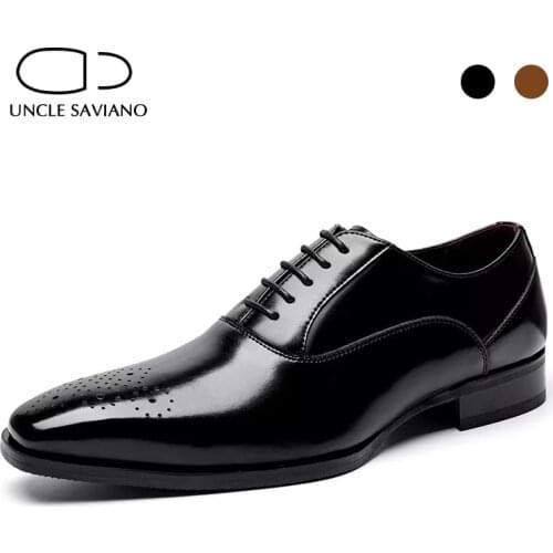 Uncle Saviano Oxfords Brogue Genuine Leather Man Business Shoes Handmade Designer Luxury Shoe Best Wedding Dress Shoes for Men