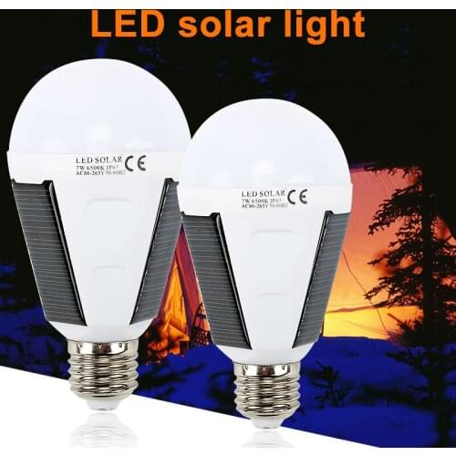 Outdoor Lighting bulb Waterproof Solar Bulb 7W 12W Rechargeable Solar Lamp Portable E27 Led Bulb Light Energy Camping