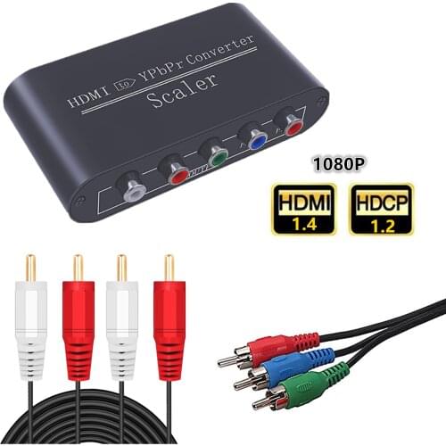 1080P HDMI to Component Video Converter HDMI to YpbPr RGB 5RCA Adapter with Scaler Function With Power Adapter 3RCA Audio Cable