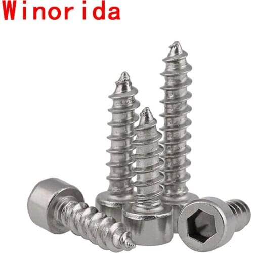 GuHua 304 Stainless Steel Cup Head Hex Socket Self Tapping Screw Hexagon Socket Cheese Head Self Tapping Screws M2M3M3.5 20Pcs