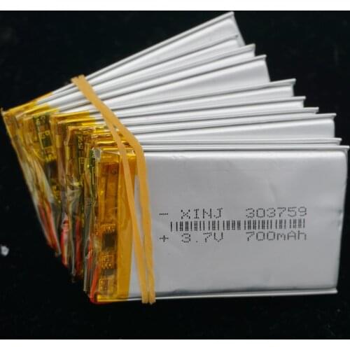 XINJ 10pcs 3.7V 700mAh lithium polymer battery Li po cell 303759 For Music player Phone Camera Record bluetooth earphone speaker