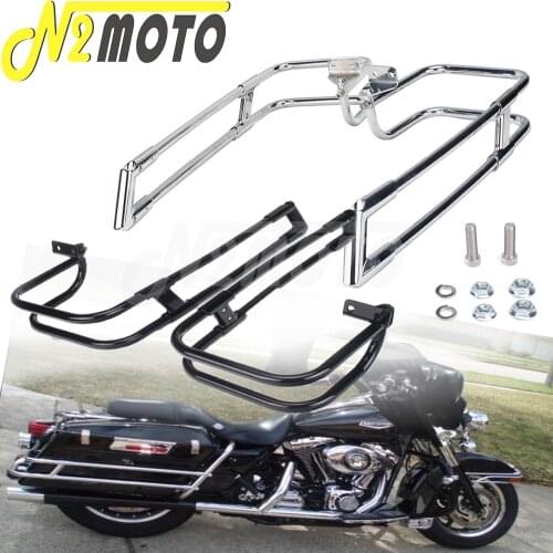 Chrome Black Steel Rear Saddle Bag Guard For Harley Touring FLTRU FLHTCU FLHTK FLHTKL Motorbike Saddlebag Rails 2014-UP