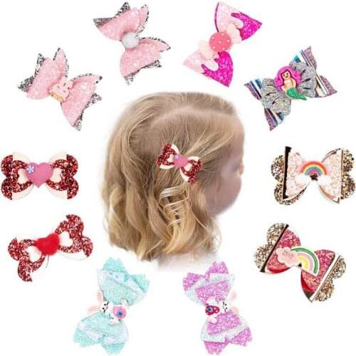 40pc/lot 3" Glitter Hair Bows Clips Sweet Heart Pink Hairpins for Baby Girls Lovely Valentines Day Hair Accessories Barrettes