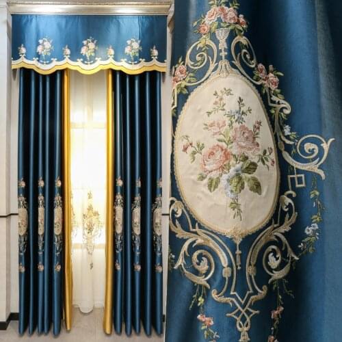 Curtains for Living Room Curtain Valance for Bedroom European Chenille Jacquard High-grade Embroidered Balcony French Window